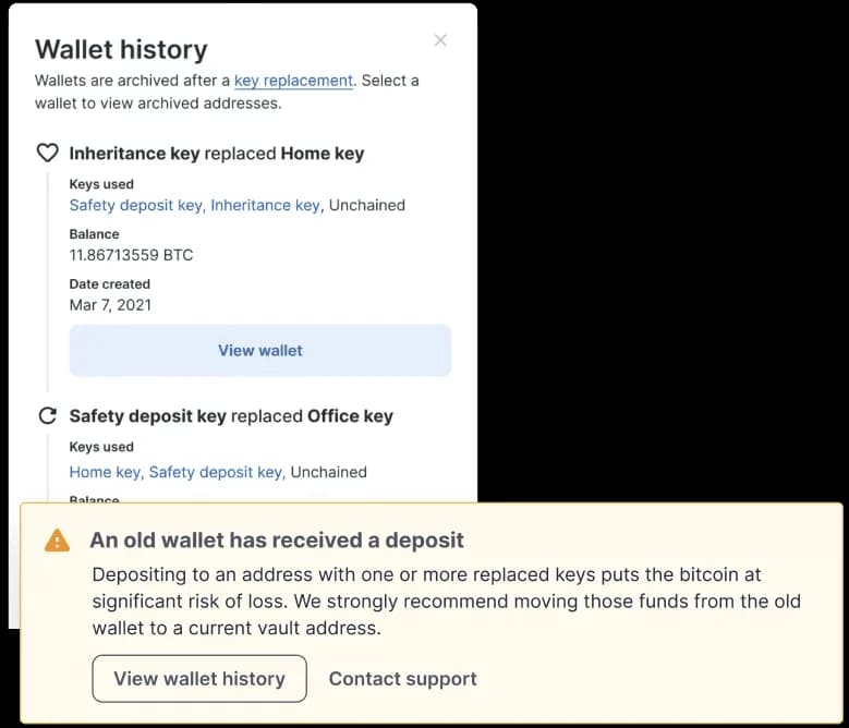 Wallet history