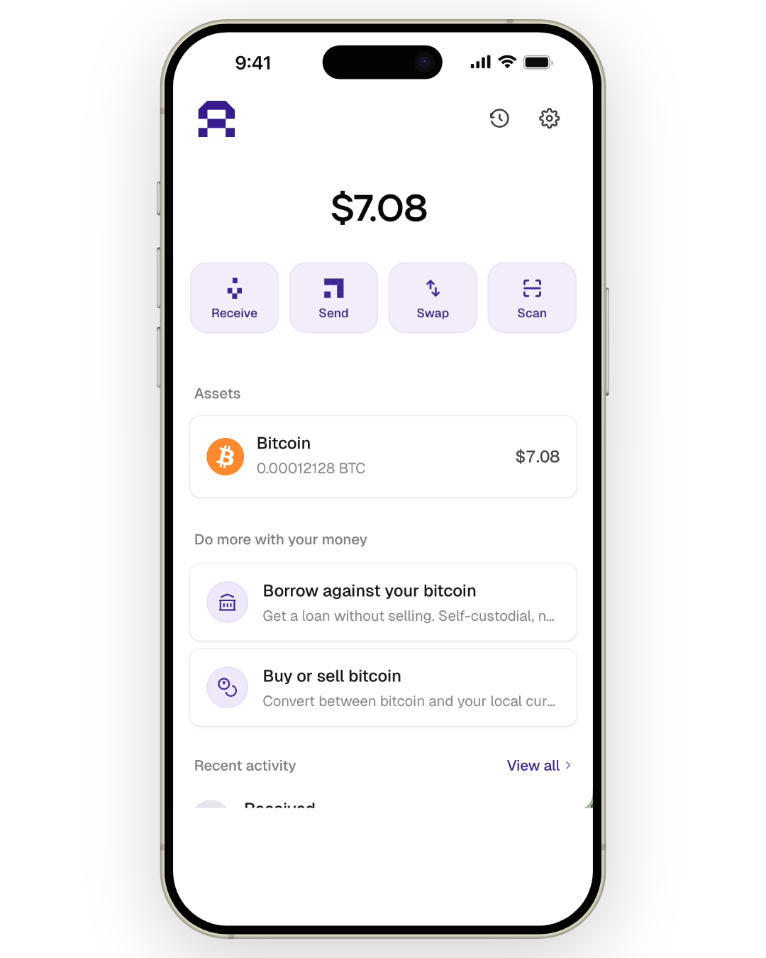 Arkade wallet home screen