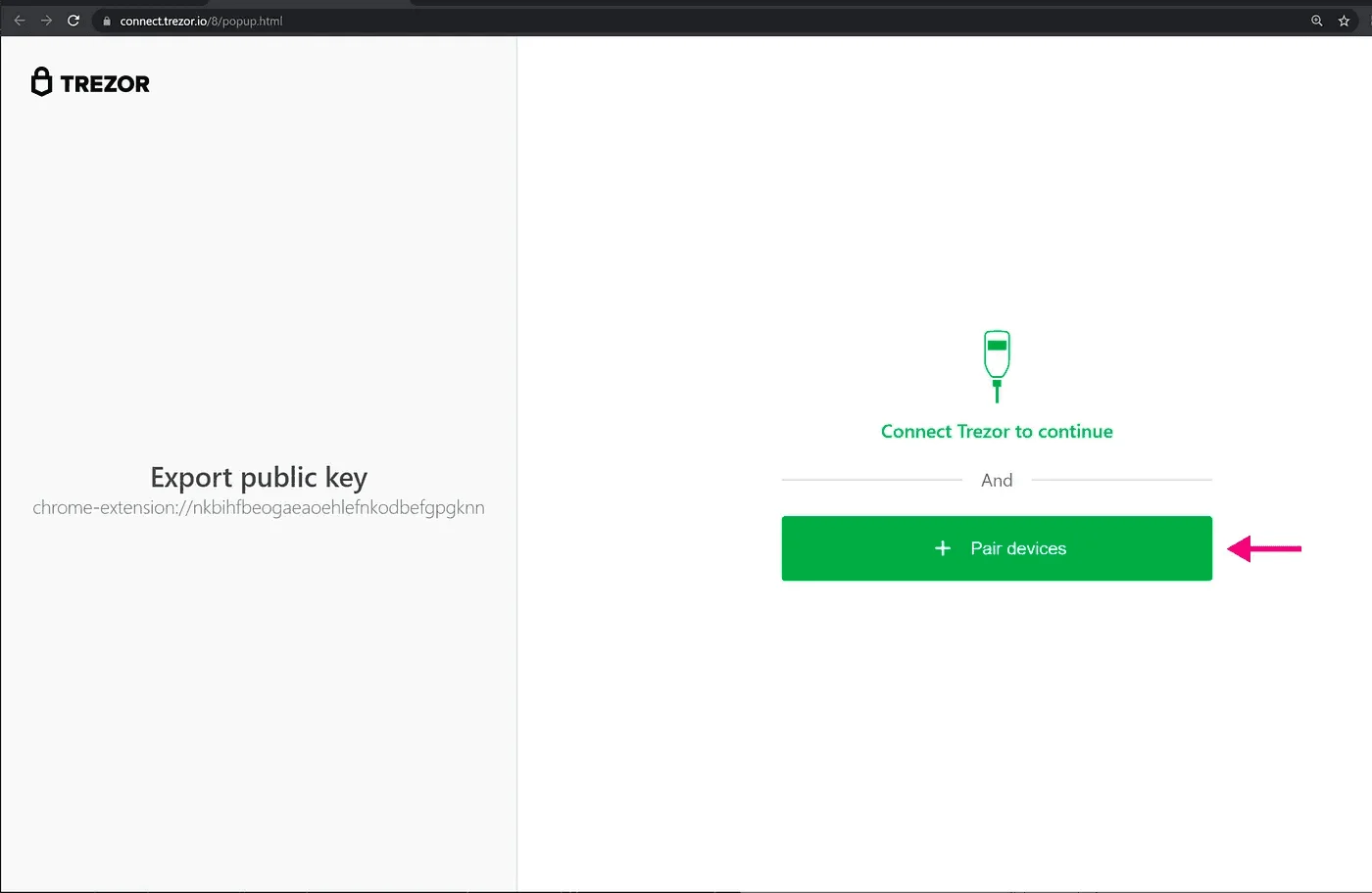 Trezor new tab issue